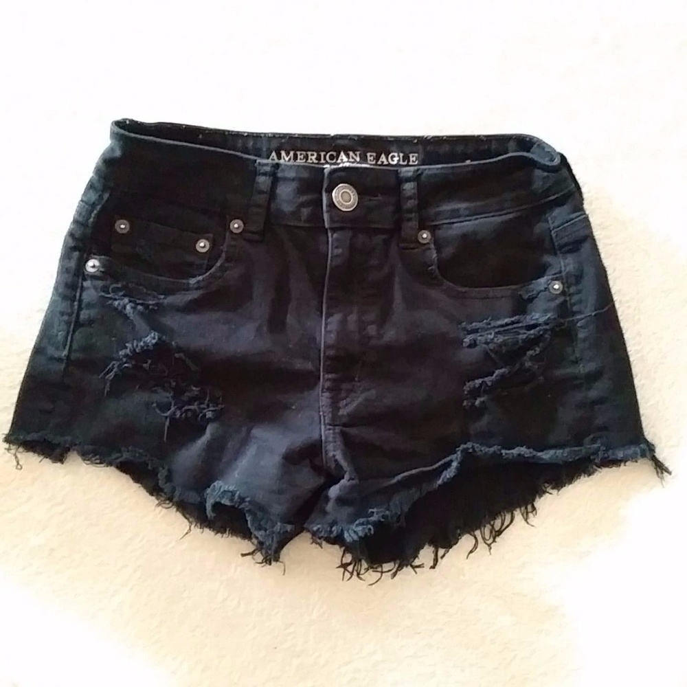 AE Hi-Rise Festival Distressed Black Shorts size 4